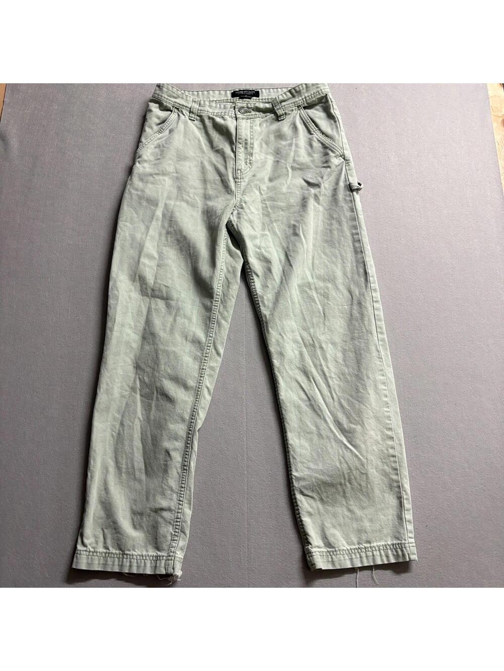 Loose Fit Carpenter Pants Sage Green Utility Workwear Tag 32 Fits 33X30
